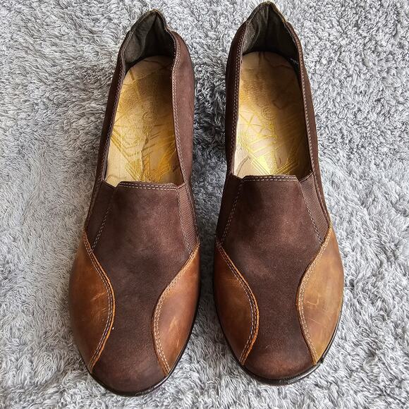 J41 Jambu Romance‎ Design Women's Blossom Suede Leather Pump Heels Sz 8.5 Brown - Picture 2 of 7